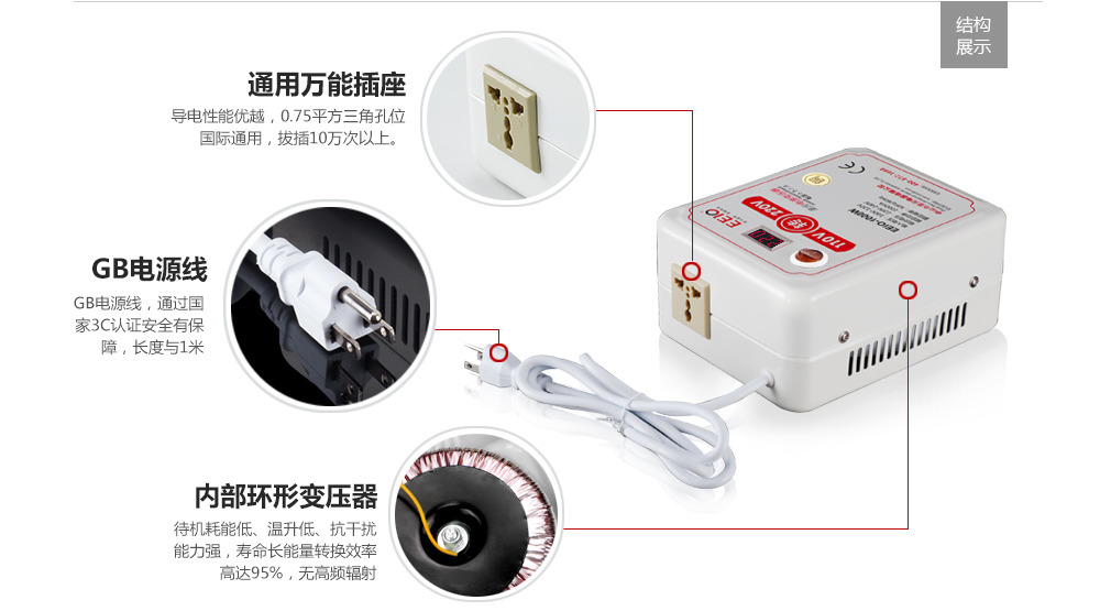 帶電壓顯示變壓器110v轉(zhuǎn)220v背面結(jié)構(gòu)圖 帶電壓顯示變壓器110v轉(zhuǎn)220v背面結(jié)構(gòu)圖